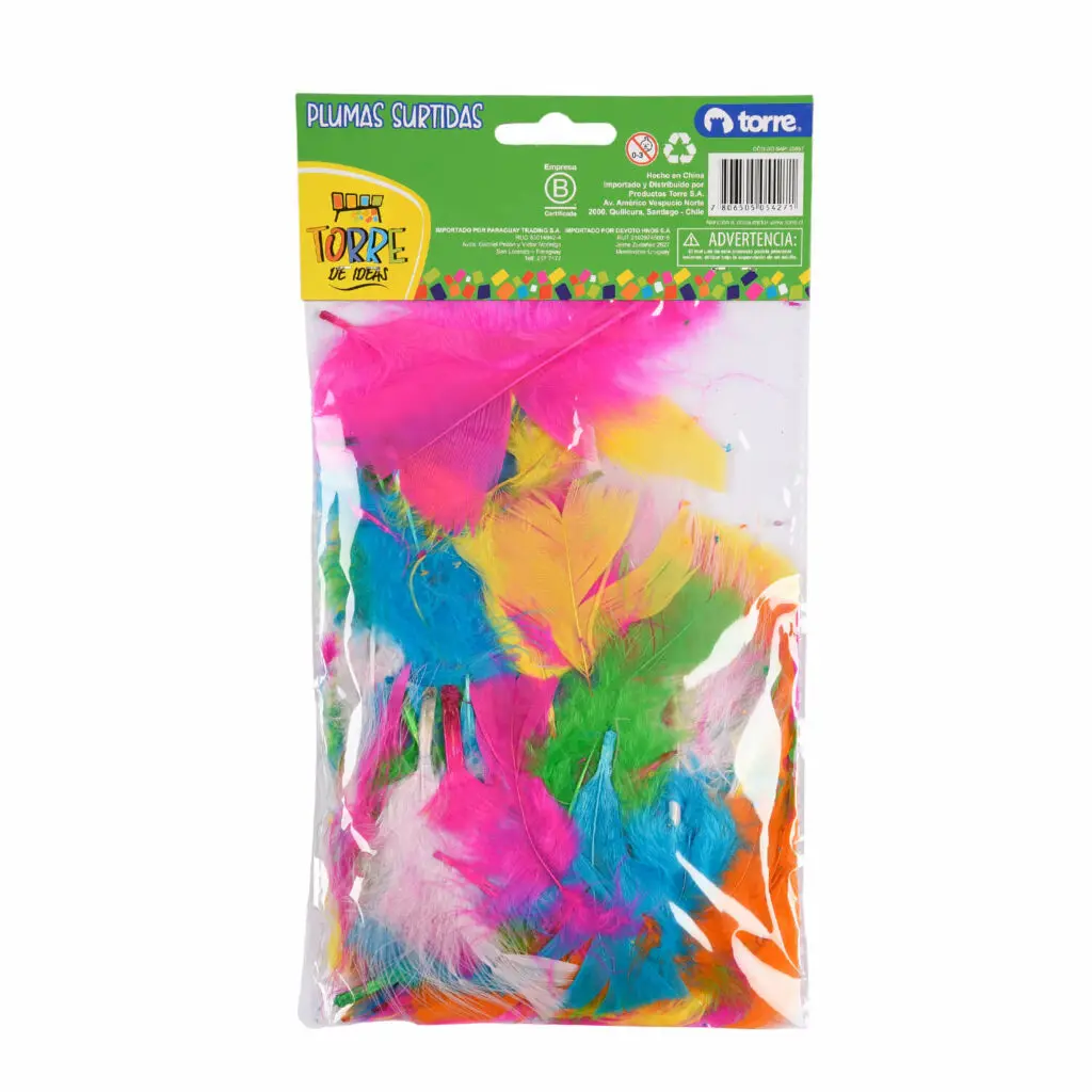 PLUMAS DE COLORES SURTIDOS 15 GRS TORRE