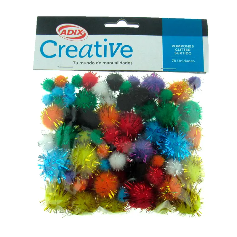 POMPONES GLITTER SURTIDOS ADIX 78 UNID