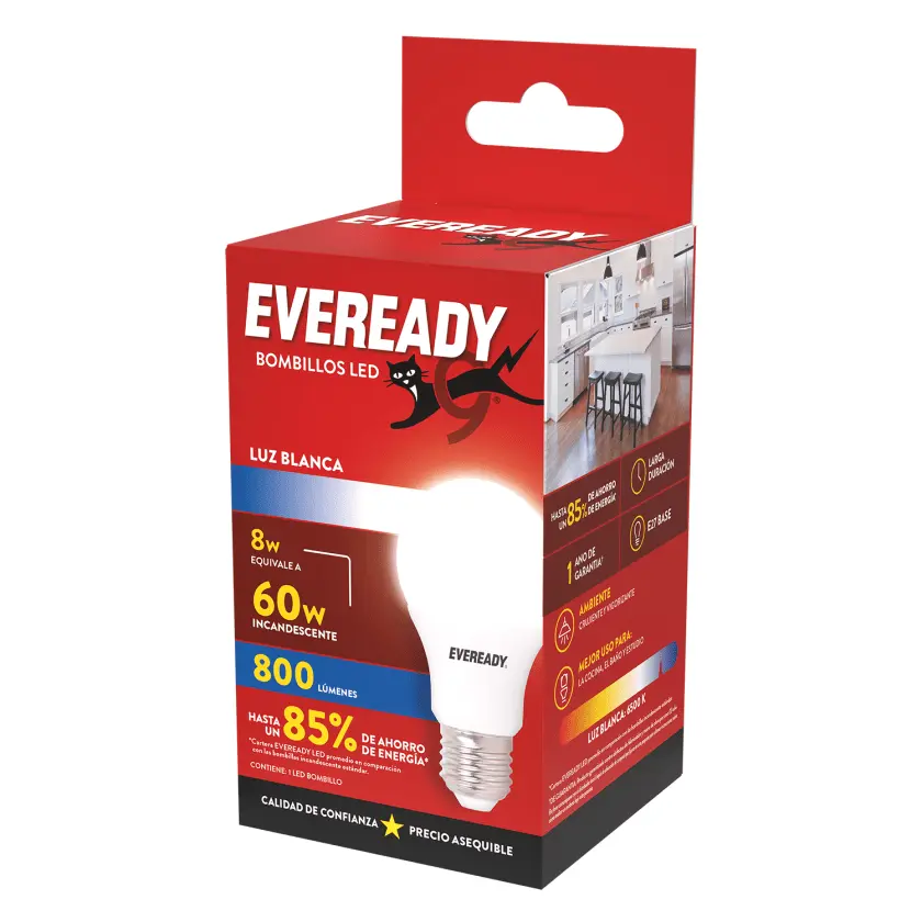 [40784LF] AMPOLLETA LED 8W 220-240V DP FRIA EVEREADY