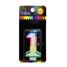 VELAS CUMPLEAÑOS NRO. 1 C/GLITER   FECO 