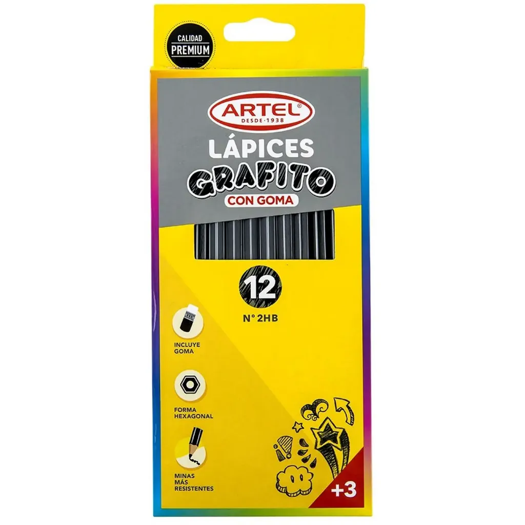 [15979] LAPIZ GRAFITO HB C/GOMA HEXAG DP X12 ARTEL