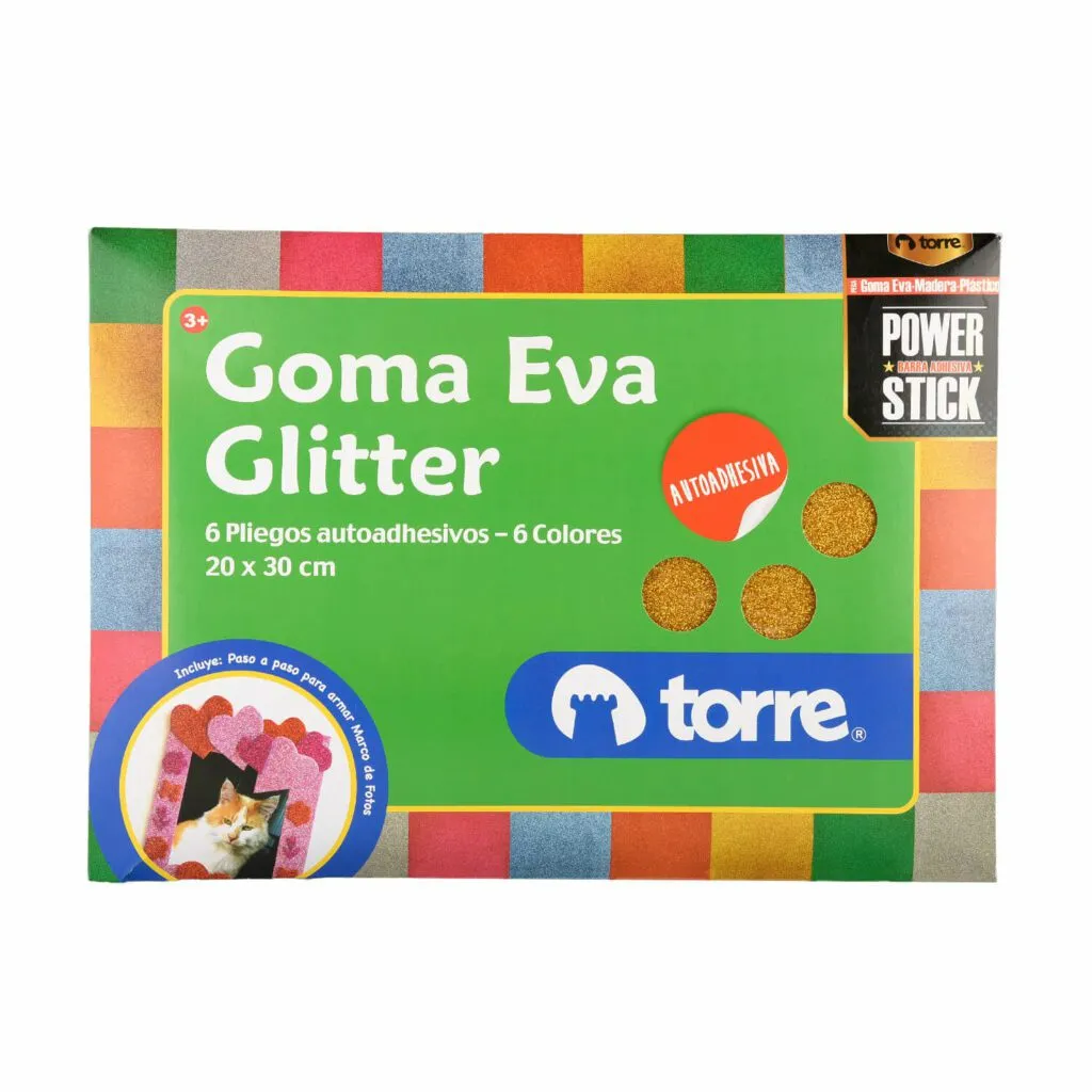CARPETA ESC. GOMA EVA GLITTER 6H TORRE