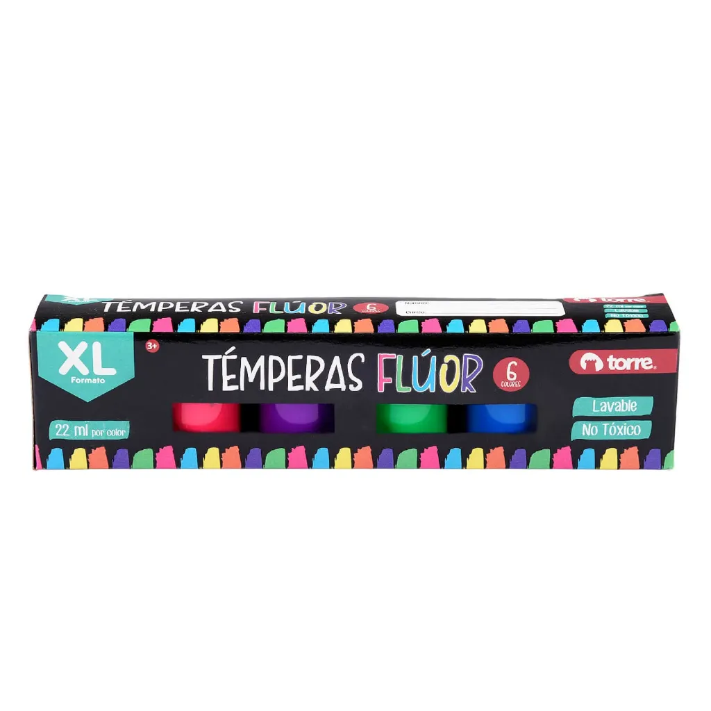 TEMPERA 6 COLORES FLUOR TORRE