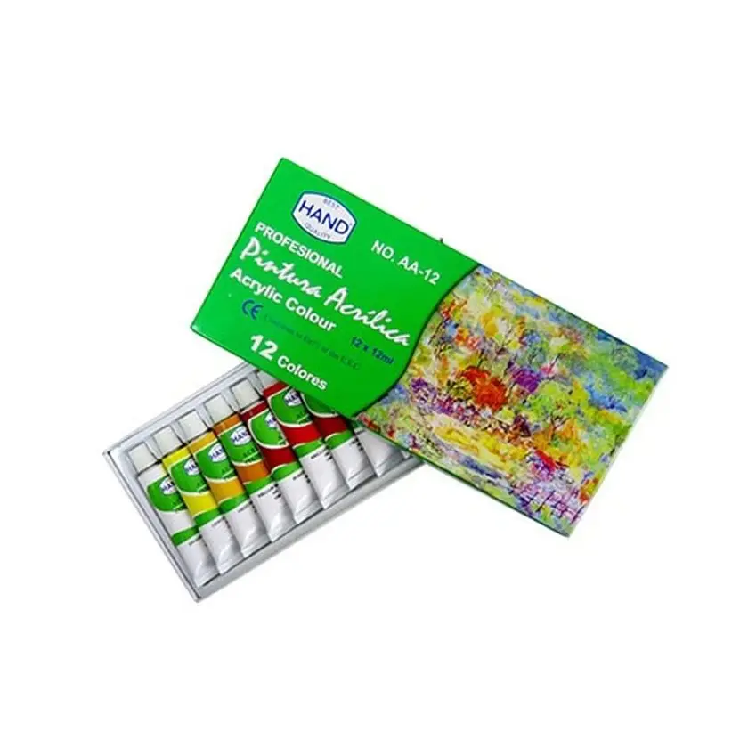 PINTURA ACRILICA 12 COLORES HAND
