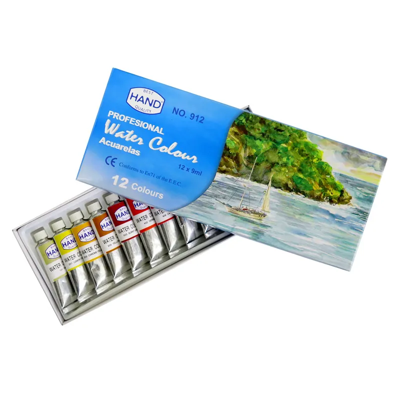 ACUARELA 12 COLORES EN POMO HAND