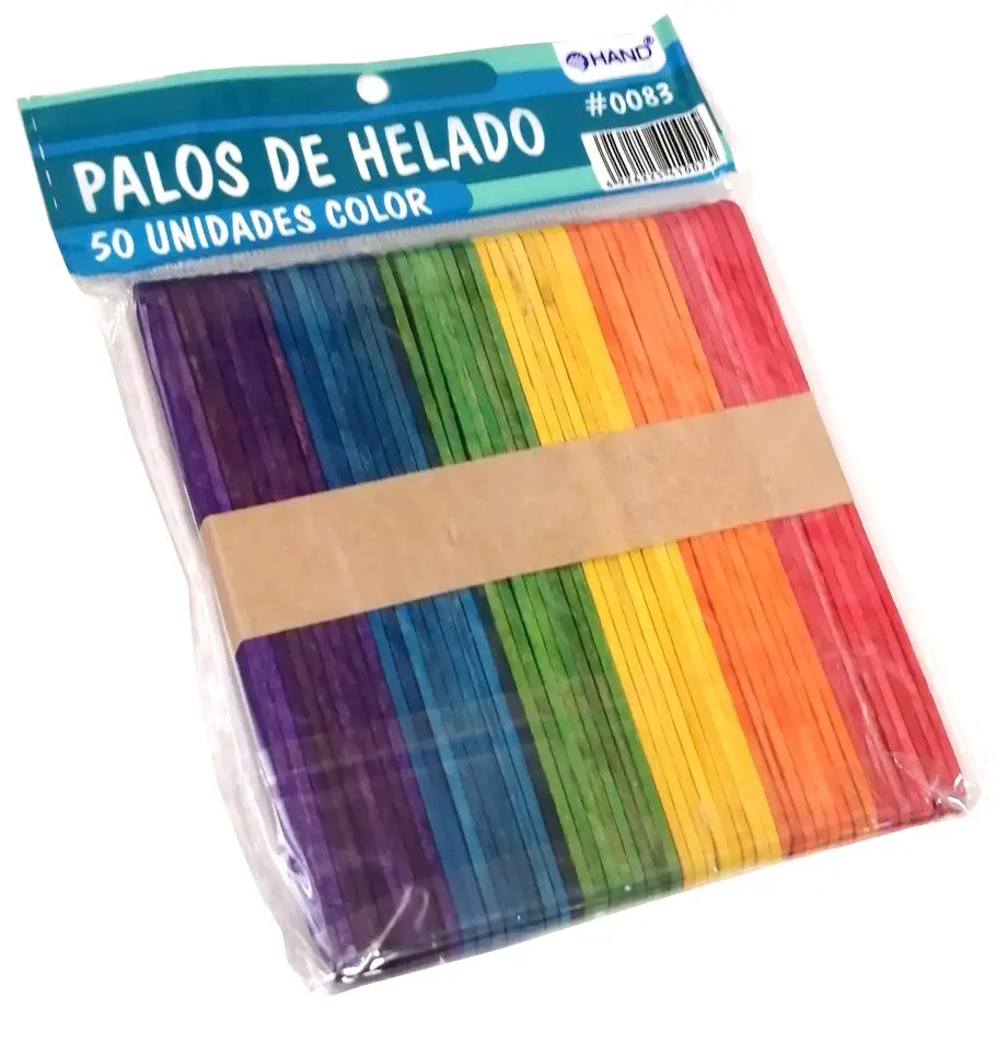 PALO DE HELADO COLORES 50 UNID