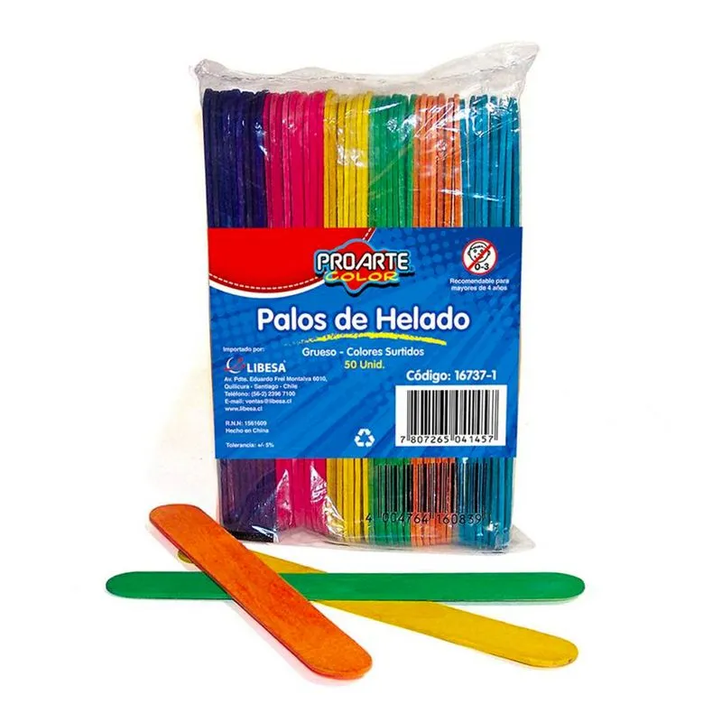 PALO DE HELADO COLORES JUMBO PROARTE 50