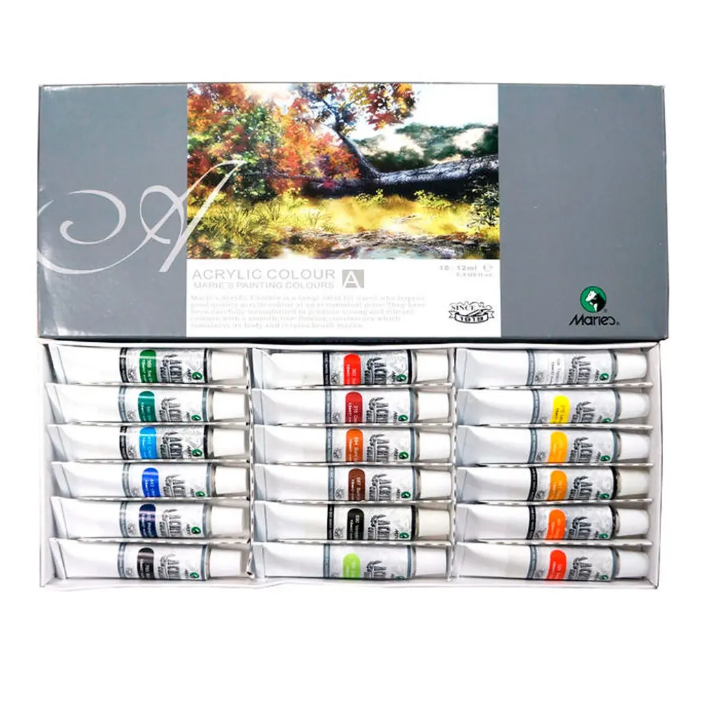 PINTURA ACRILICA 18 COLORES MARIE