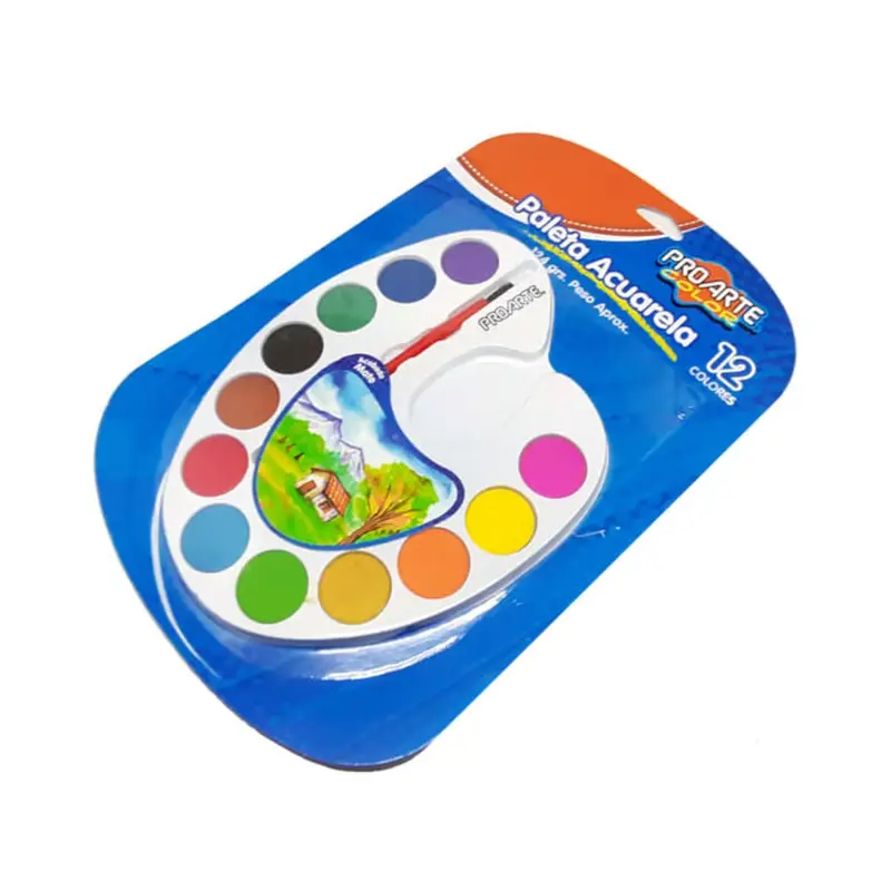 ACUARELA 12 COLORES PALETA PROARTE