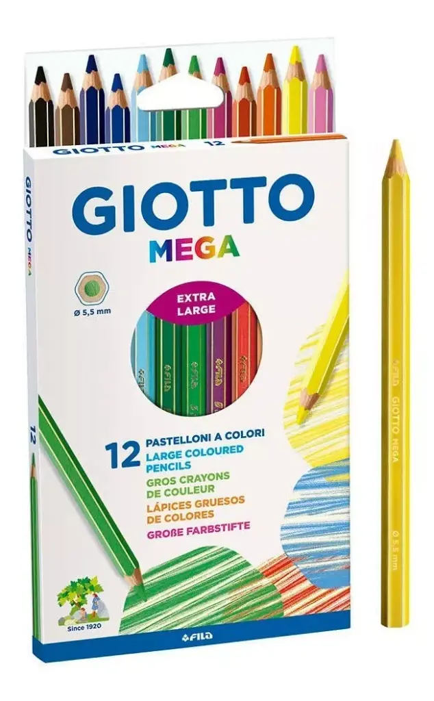 LAPICES COLORES 12 JUMBO GIOTTO MEGA  RED