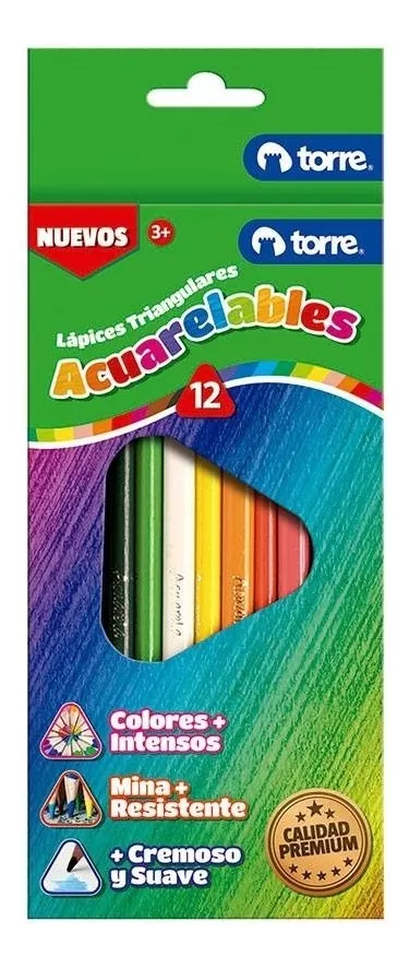 [7806505957053] LAPICES ACUARELABLES 12 COLORES TORRE